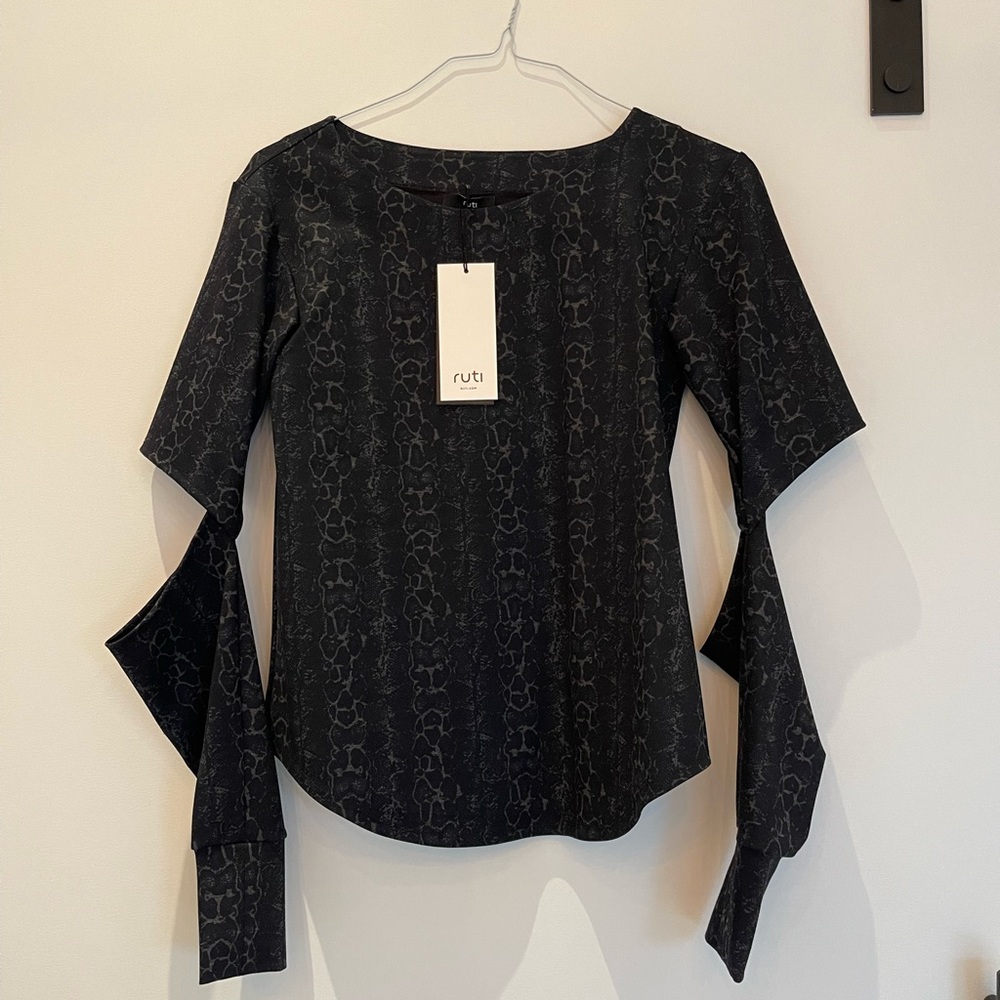 Verified Authentic - Ruti - Snake Ponte Brie Cut Out Sleeve Top - Size 0 - NEW